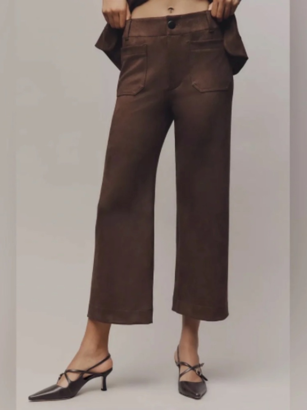 The Colette Suede Crop High-Rise Wide-Leg Pants by Maeve 32P